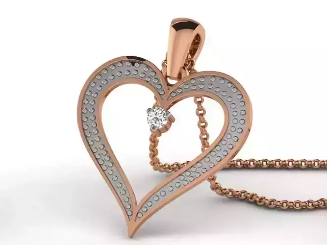 Heart Light wt Diamond Charms Pendant 3dm render Detail 3D print model