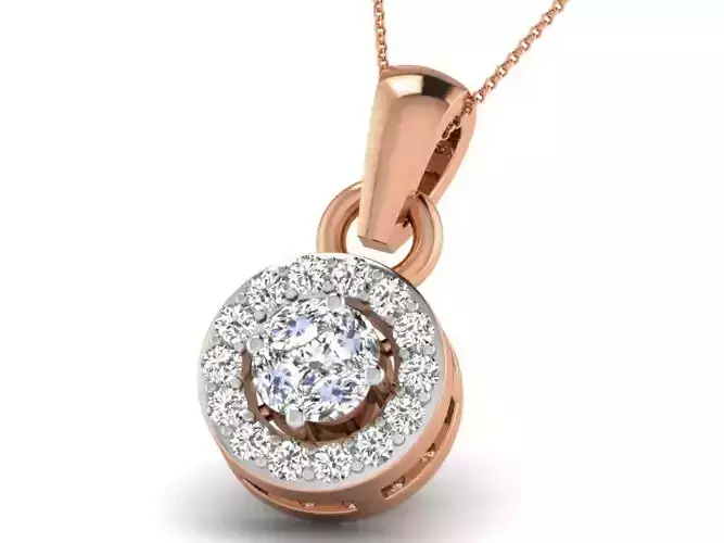 Solitaire Light wt Diamond Charms Pendant 3dm render Detail