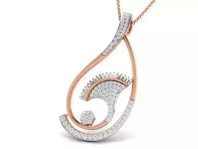 Light wt Upward flower Diamond Charms Pendant 3dm render Detail