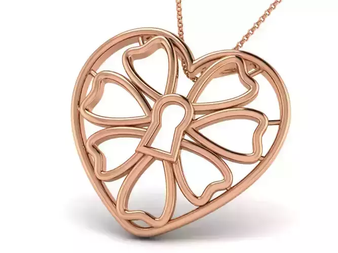 Heart Light wt Diamond Charms Pendant 3dm render Detail 3D print model