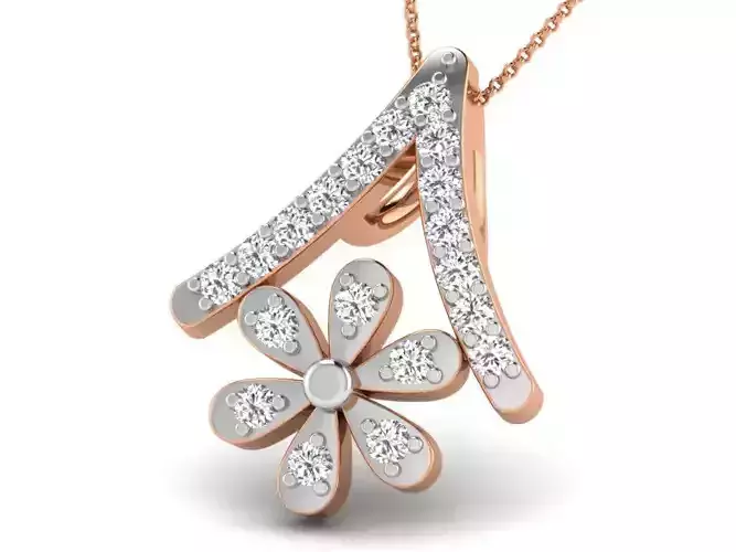 Flower Light wt Diamond Charms Pendant 3dm render Detail 3D print model