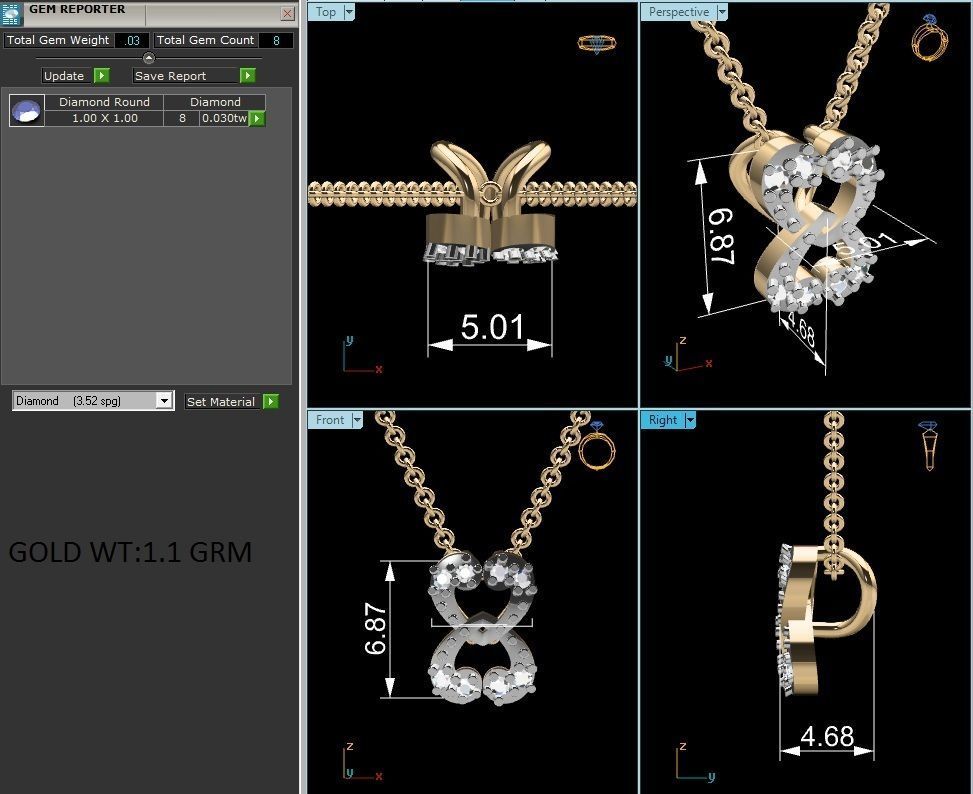 Light wt Diamond Charms Pendant 3dm render Detail 3D print model_1
