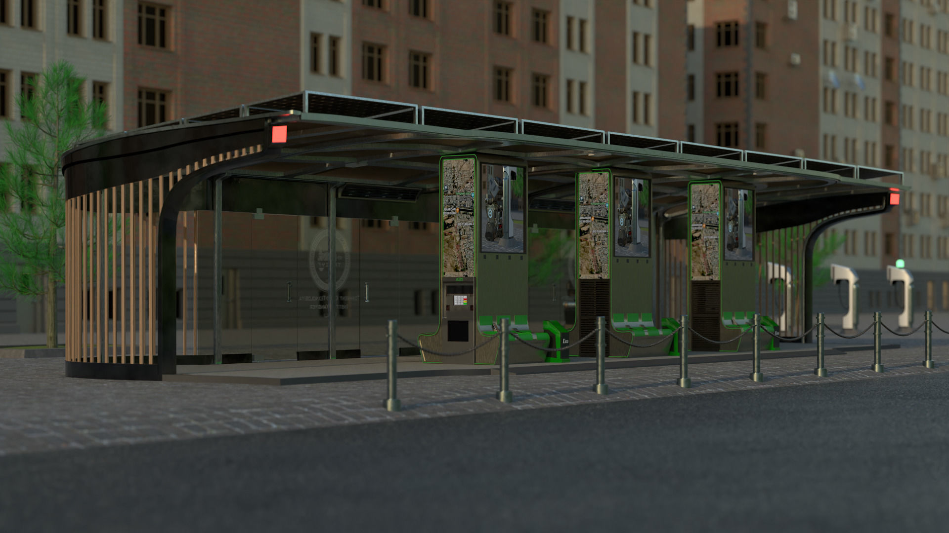 Bus stop  3D model_4