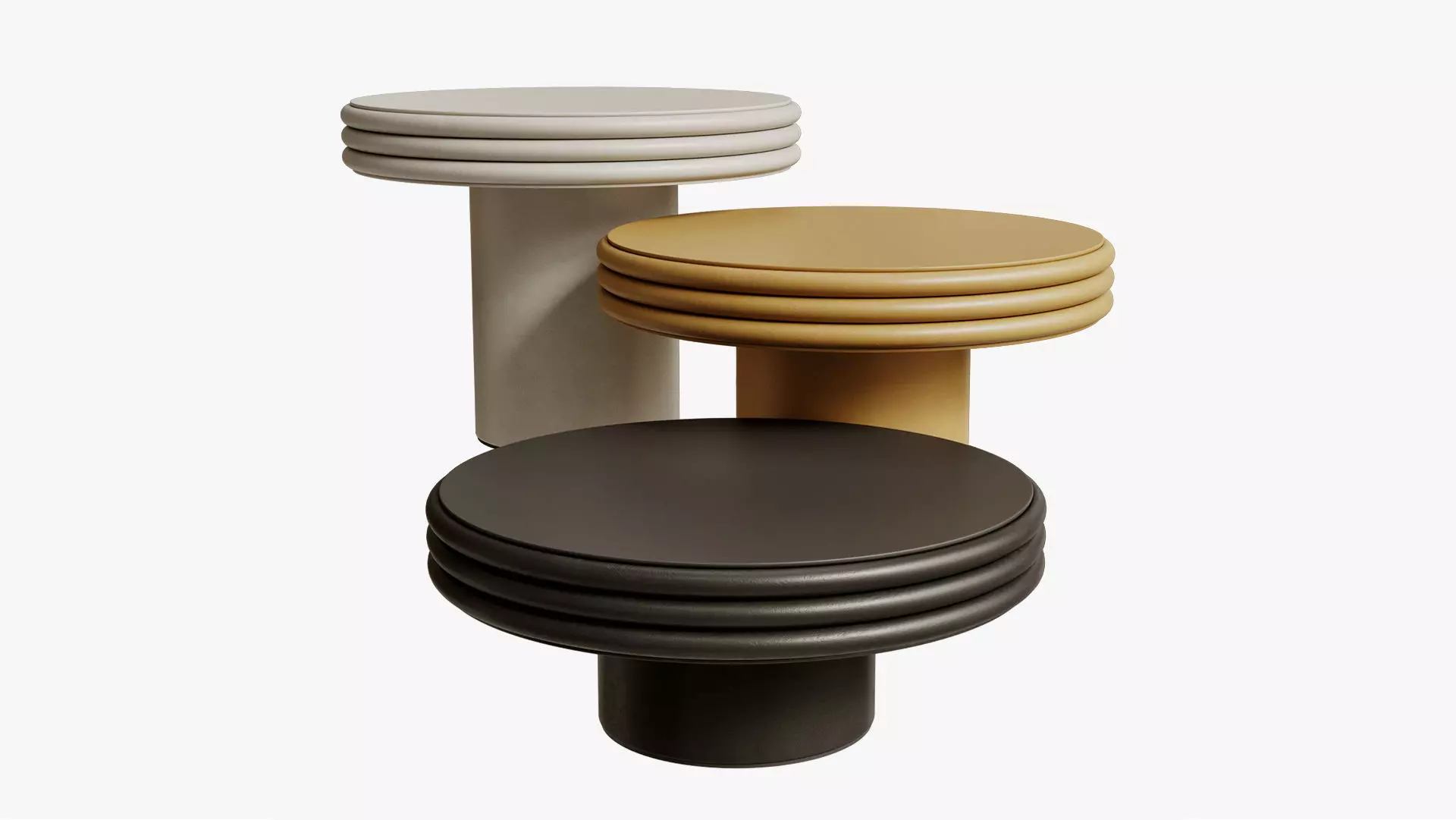 Giobagnara Scala set of three round tables with column base 3D model