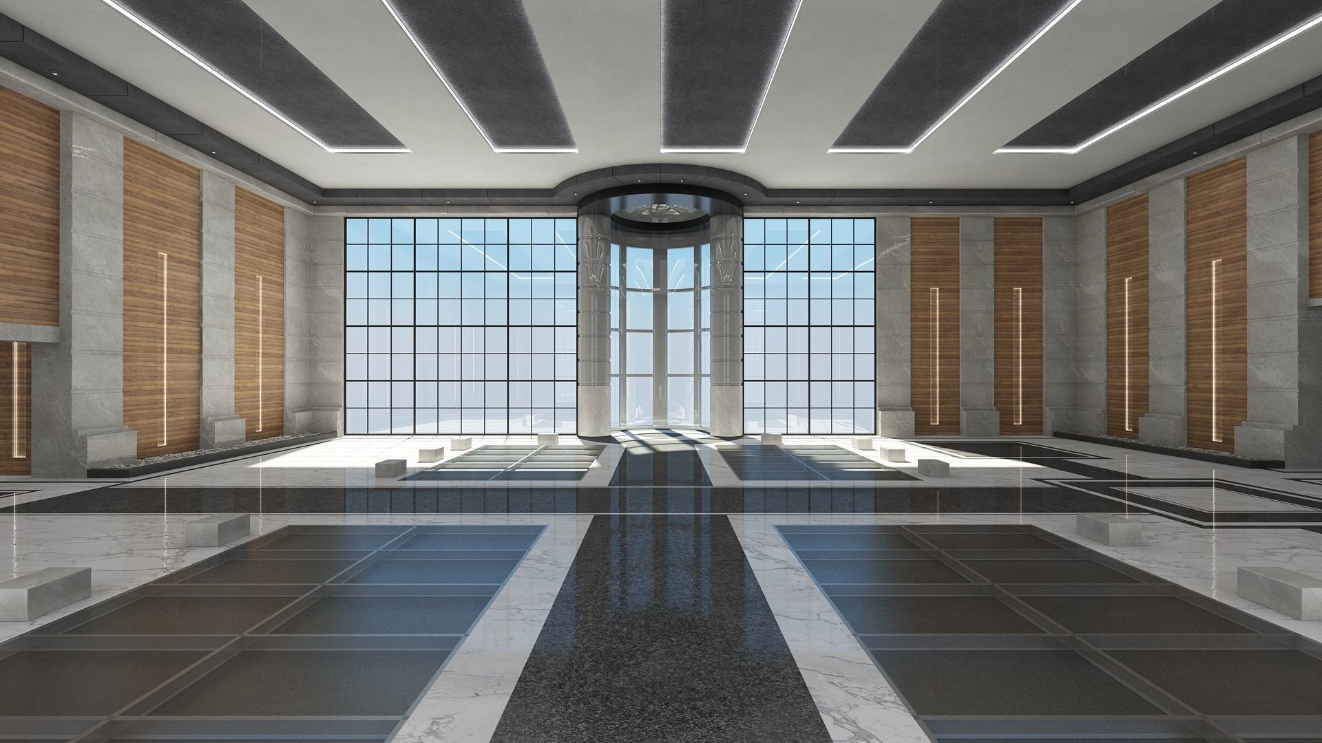 Modern Hall And Exhibition 3D model_8