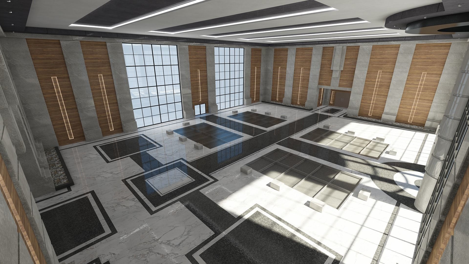 Modern Hall And Exhibition 3D model_2