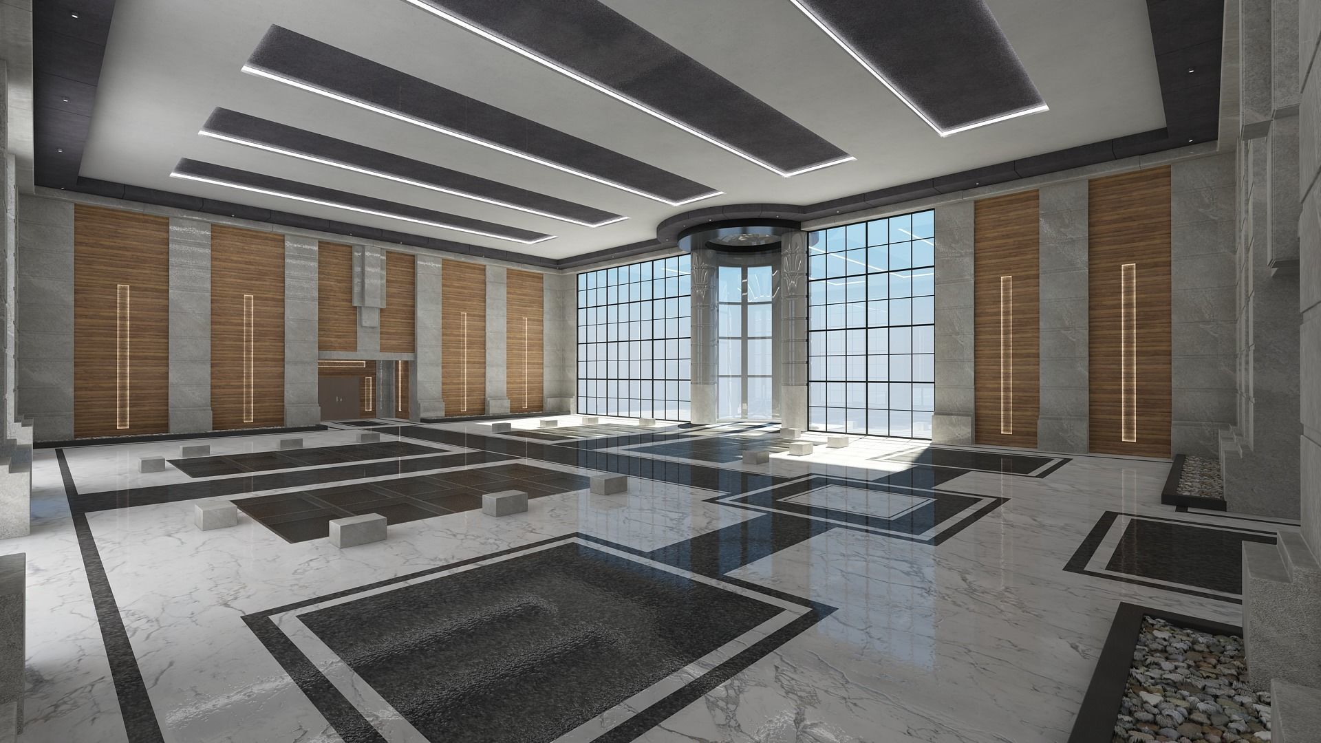 Modern Hall And Exhibition 3D model_1