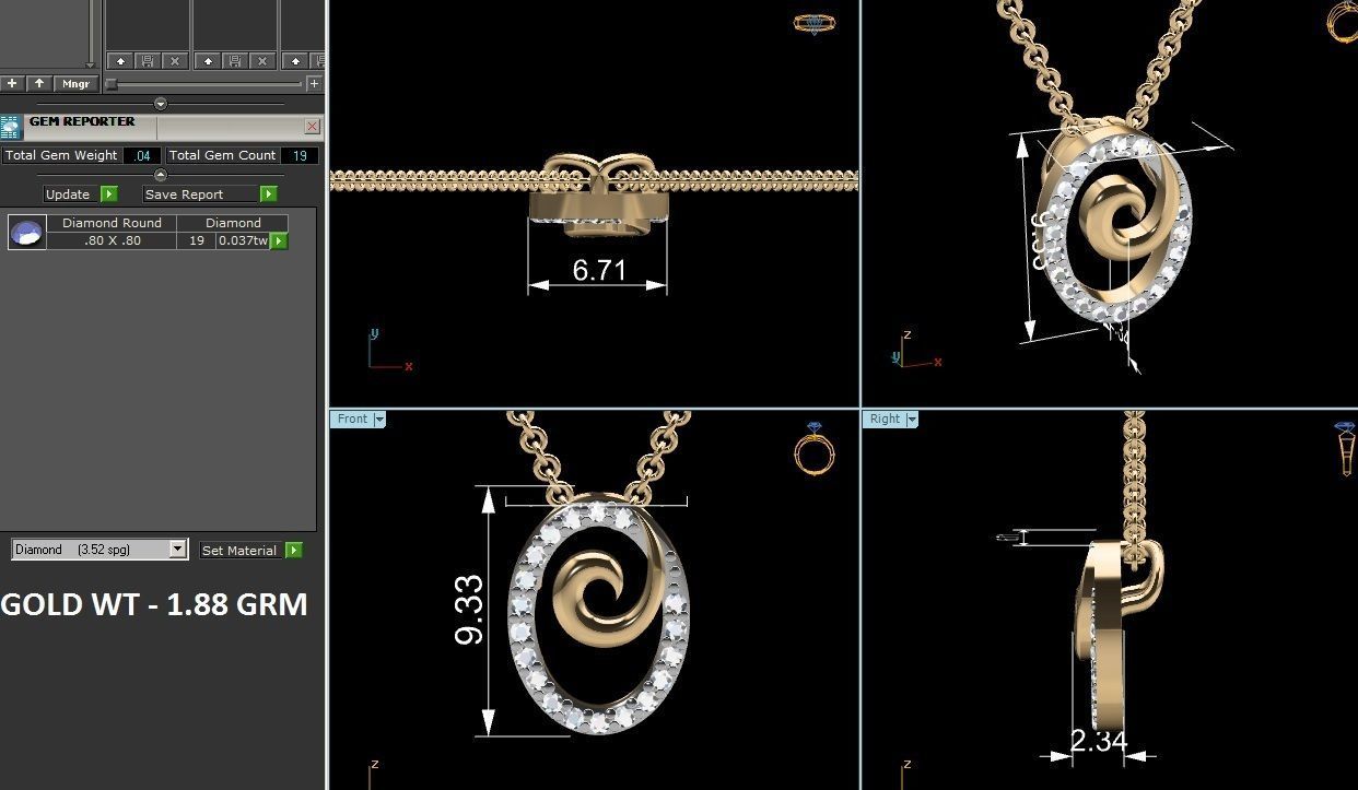 Light wt Diamond Charms Pendant 3dm render Detail 3D print model_4