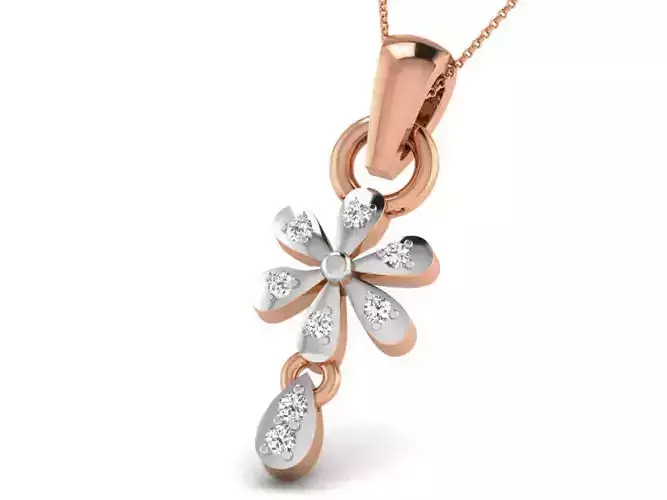 Flower Light wt Diamond Charms Pendant 3dm render Detail