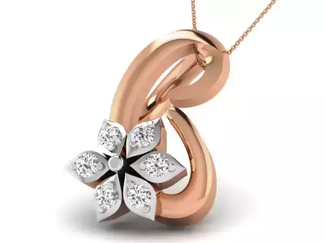 Flower Light wt Diamond Charms Pendant 3dm render Detail 3D print model