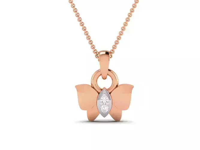 Butterfly Light wt Diamond Charms Pendant 3dm render Detail 3D print model