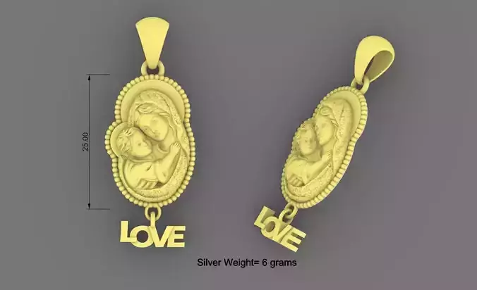 Mother Mary Love Necklace Design  3D print model