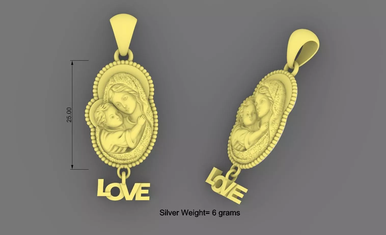 Mother Mary Love Necklace Design  3D print model_0