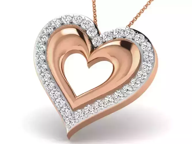 Heart Light wt Diamond Charms Pendant 3dm render Detail 3D print model