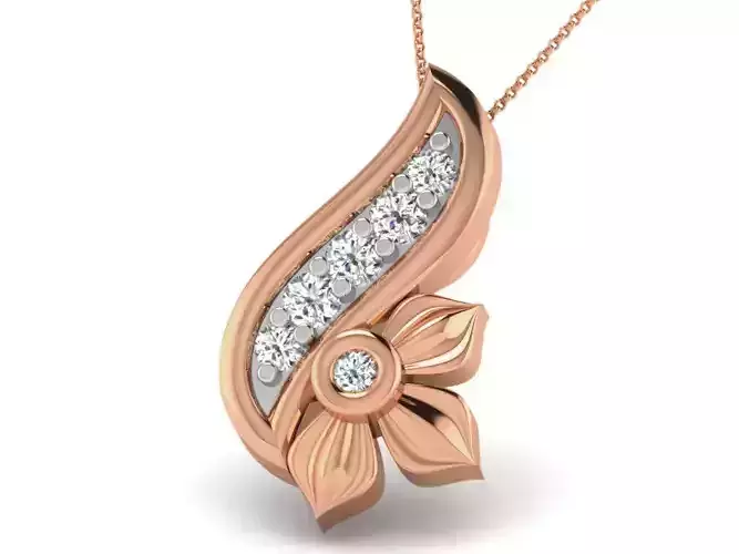 Flower Light wt Diamond Charms Pendant 3dm render Detail
