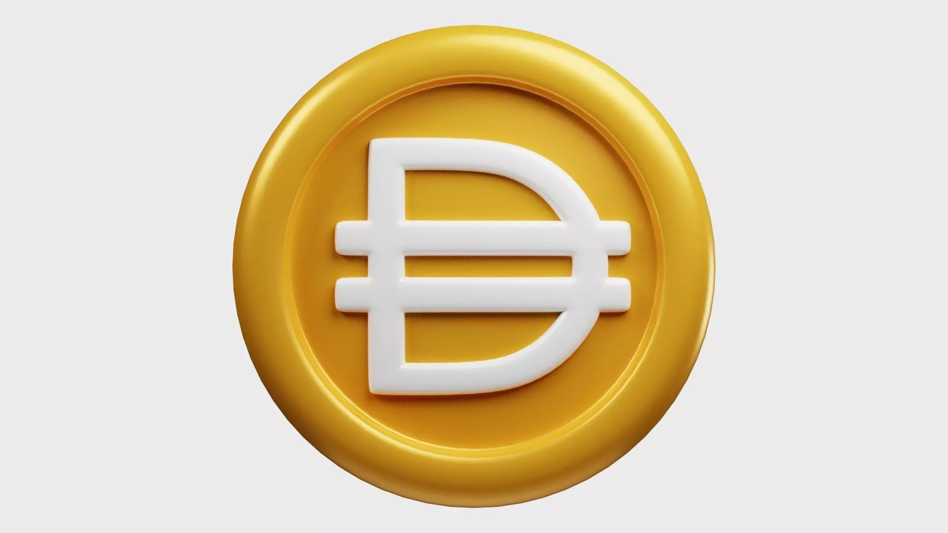 DAI Gold Crypto Coin with cartoon style 3D model