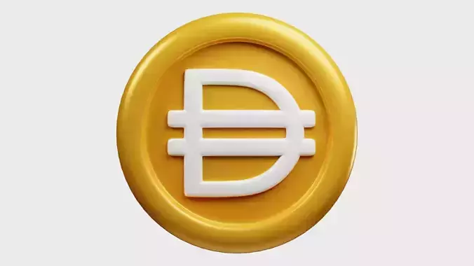 DAI Gold Crypto Coin with cartoon style