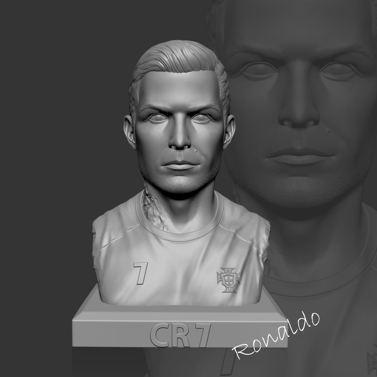 Ronaldo bust of man 3D print model_4