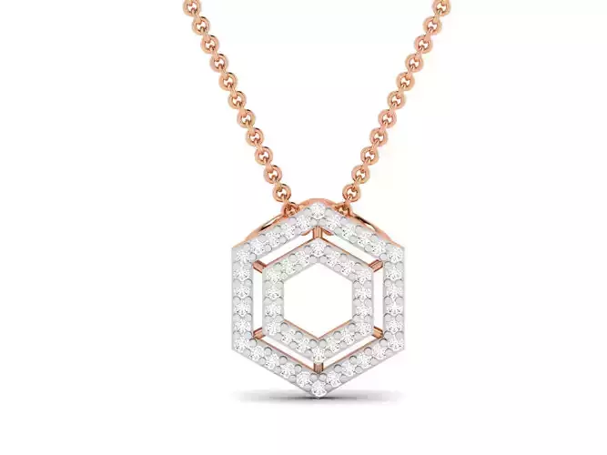 Hexagonal Light wt Diamond Charms Pendant 3dm render Detail