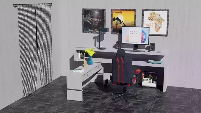 3D Workspace office with desk and chairs