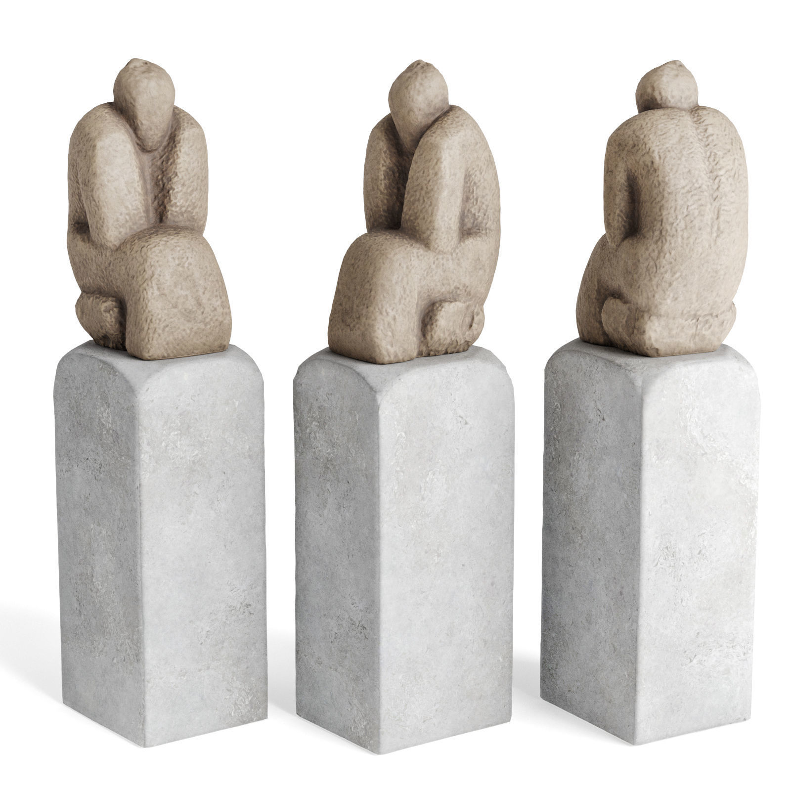 Sitting figure pedestal Low-poly 3D model_1