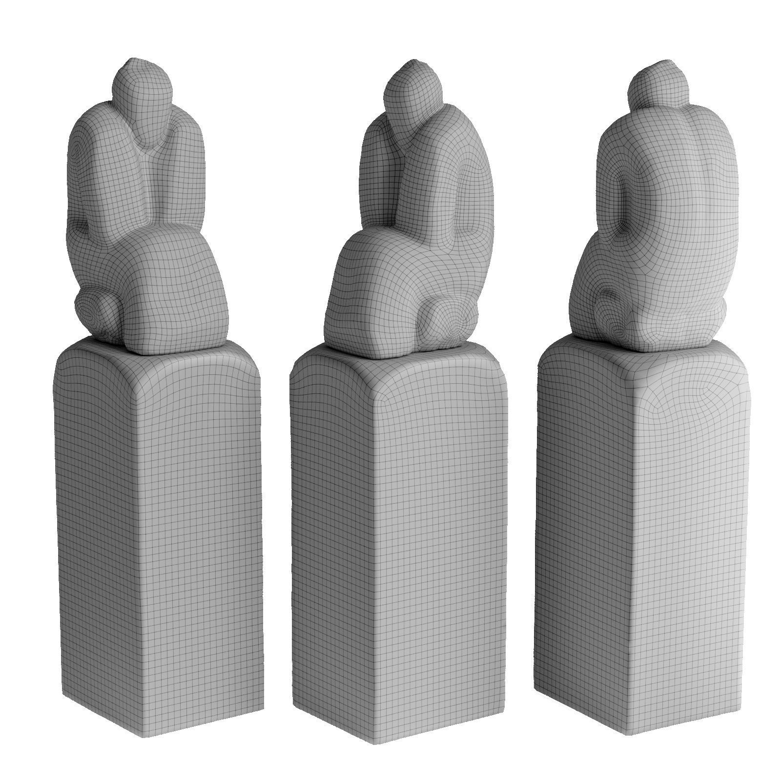 Sitting figure pedestal Low-poly 3D model_5