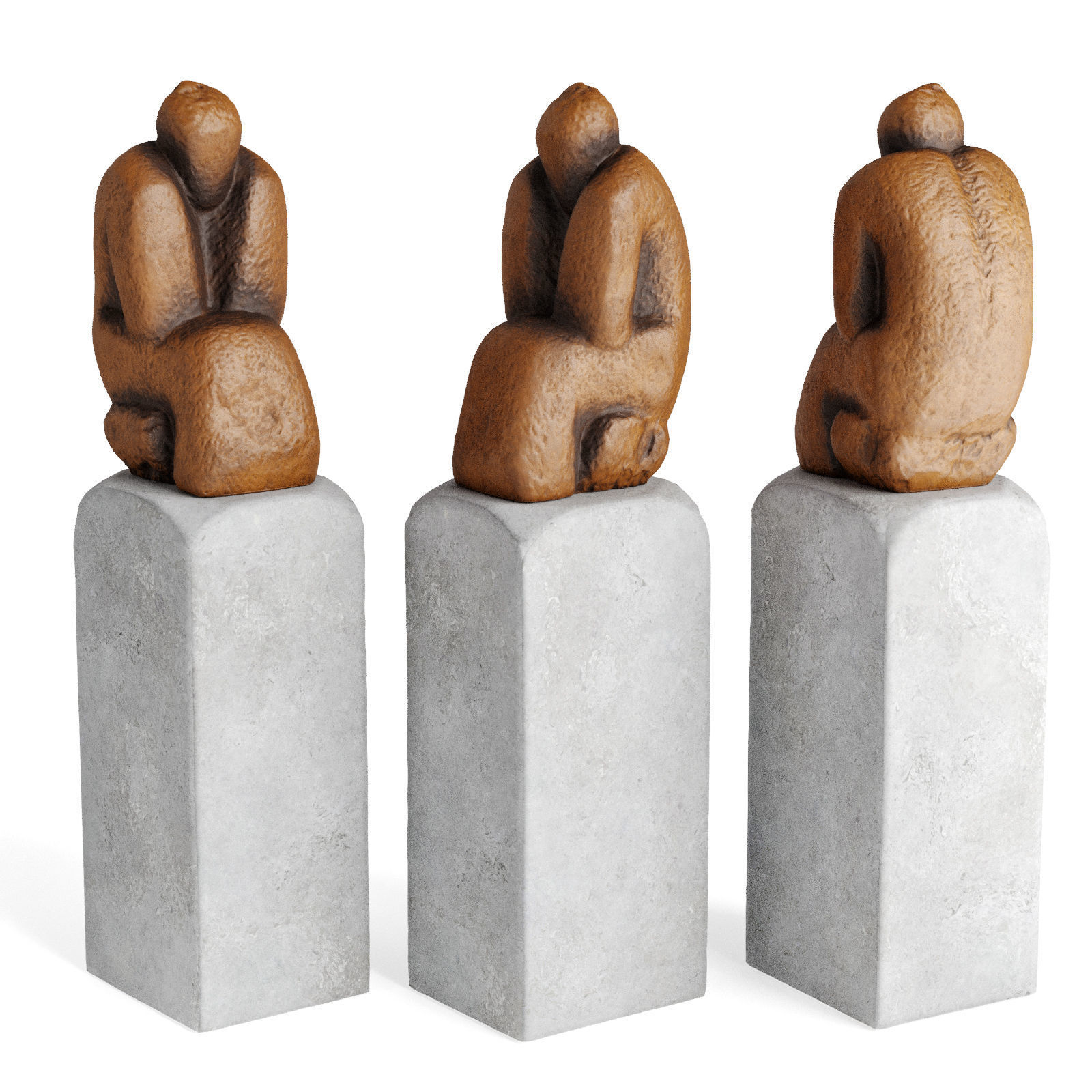 Sitting figure pedestal Low-poly 3D model_2