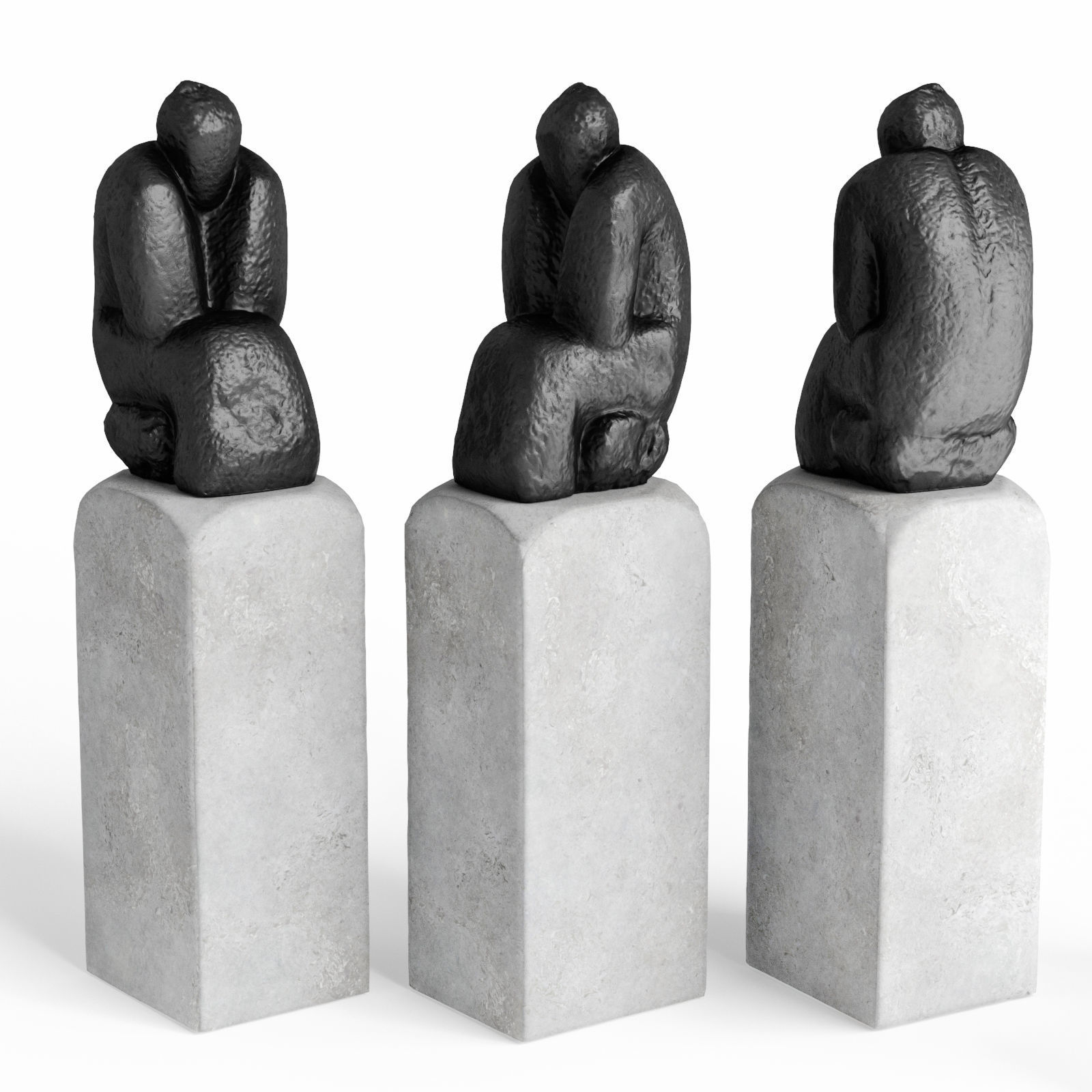 Sitting figure pedestal Low-poly 3D model_3