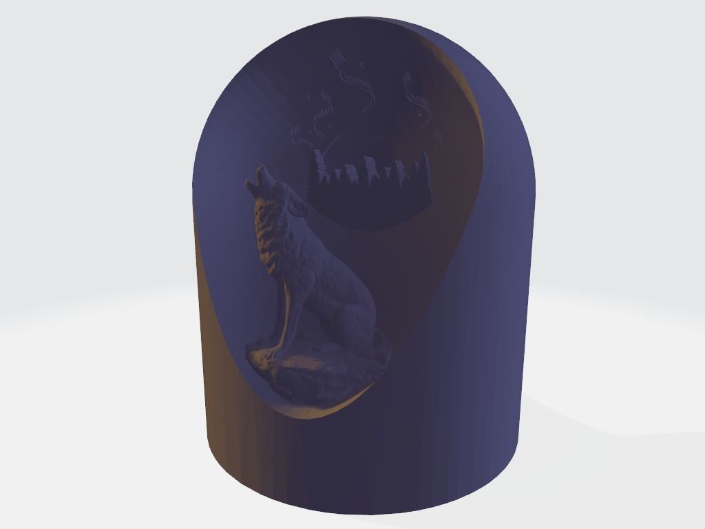 Howling Wolf - LED Light Up Diorama 3D print model_1