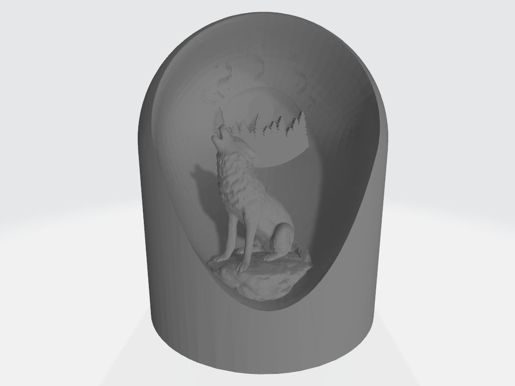 Howling Wolf Mini - LED Light Up Diorama 3D print model_2