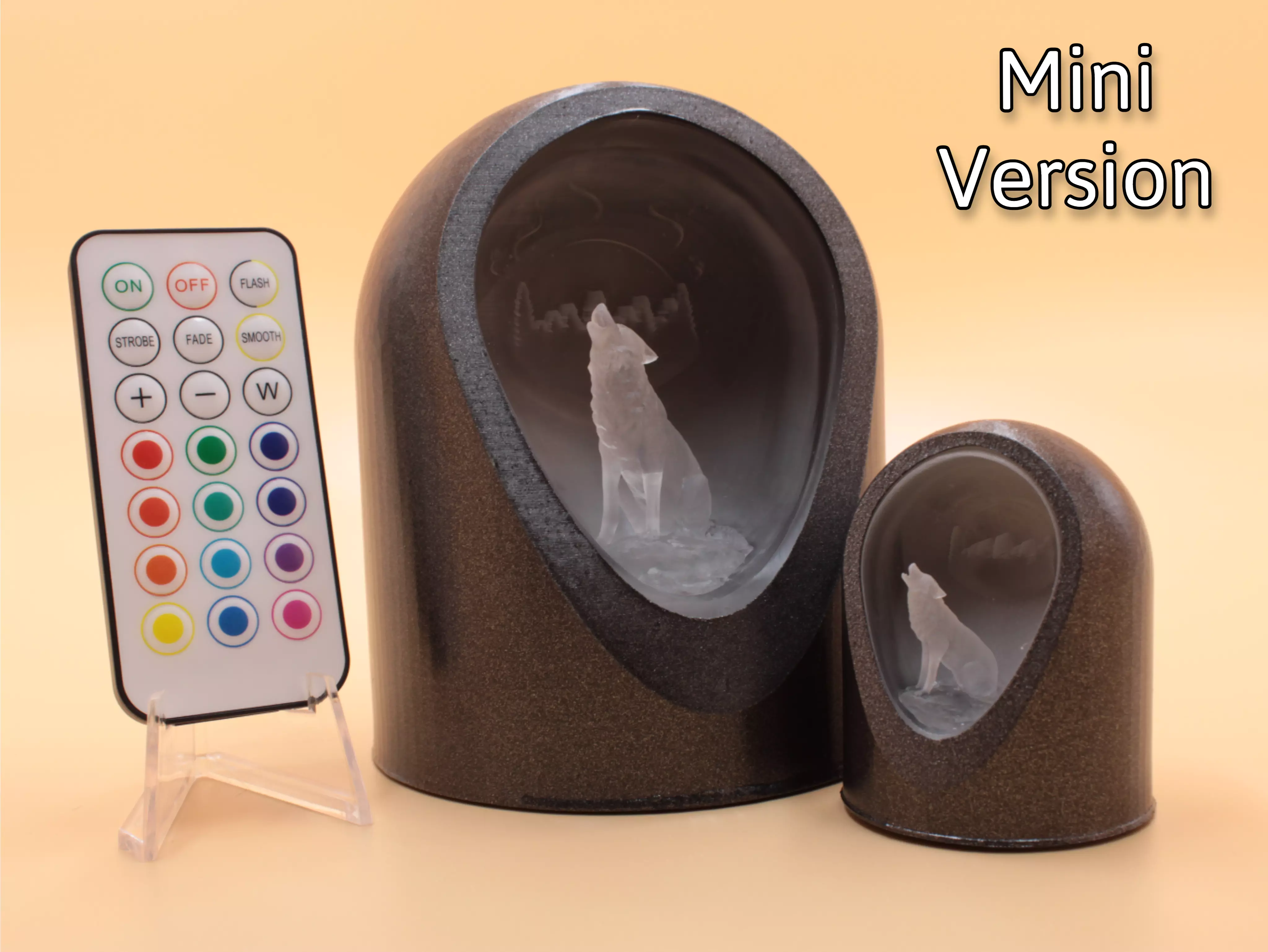 Howling Wolf Mini - LED Light Up Diorama 3D print model_0