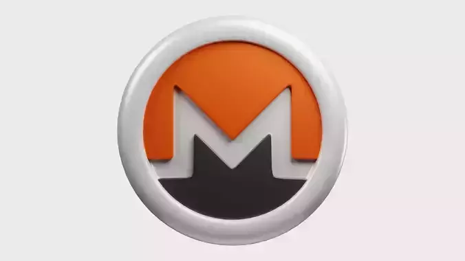 Monero or XMR White Crypto Coin with cartoon style
