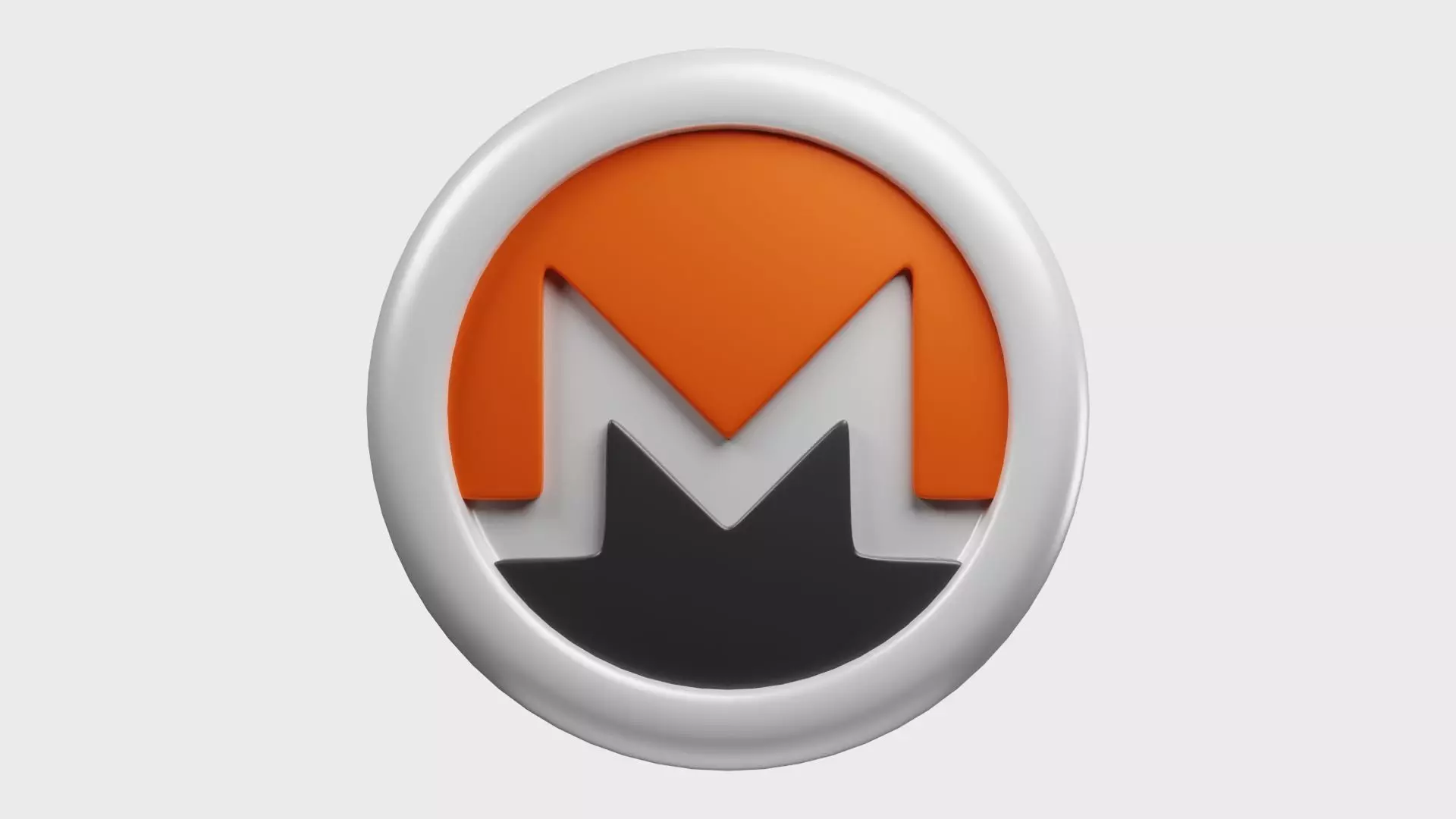 Monero or XMR White Crypto Coin with cartoon style 3D model_0