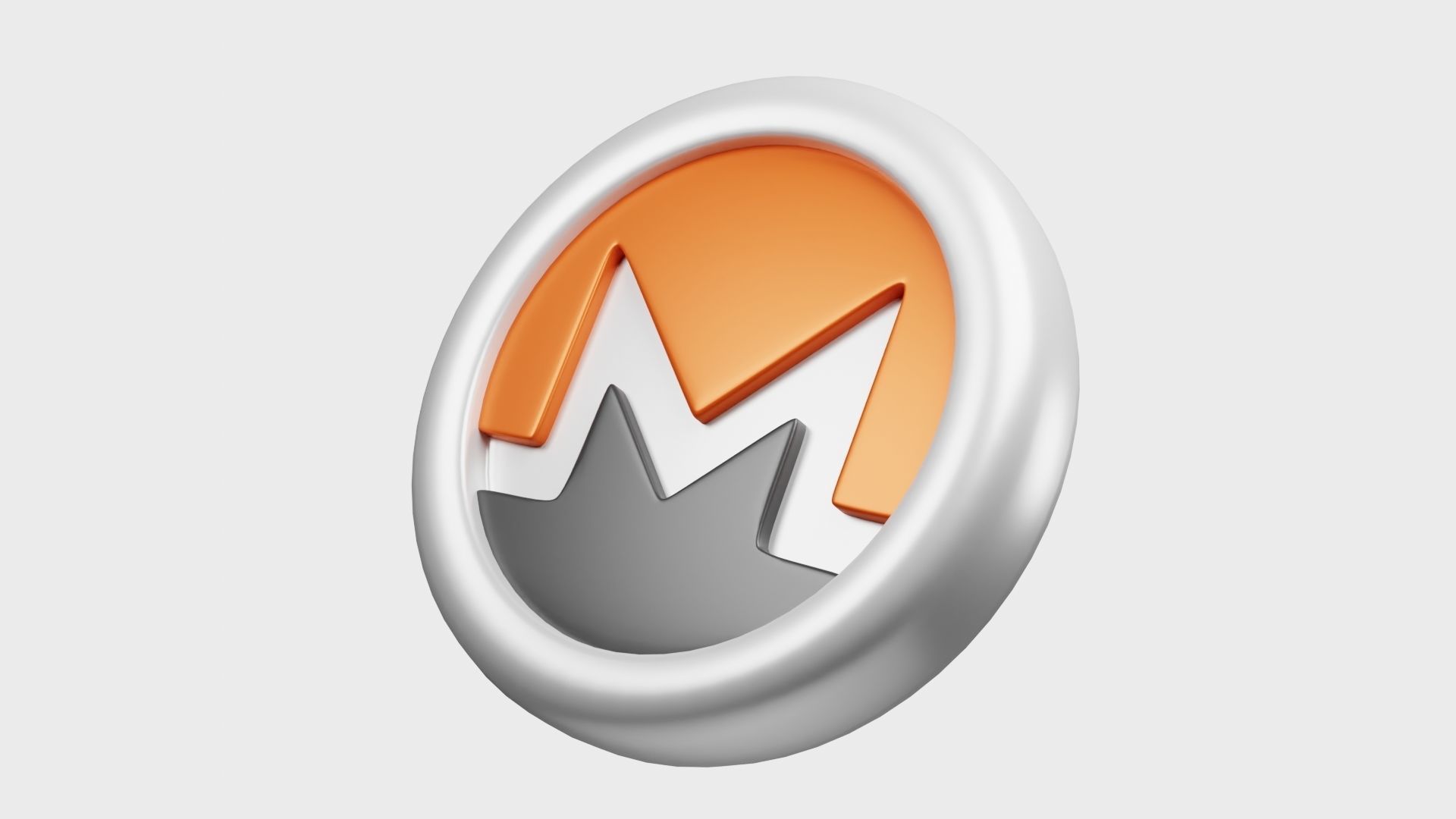 Monero or XMR White Crypto Coin with cartoon style 3D model_1