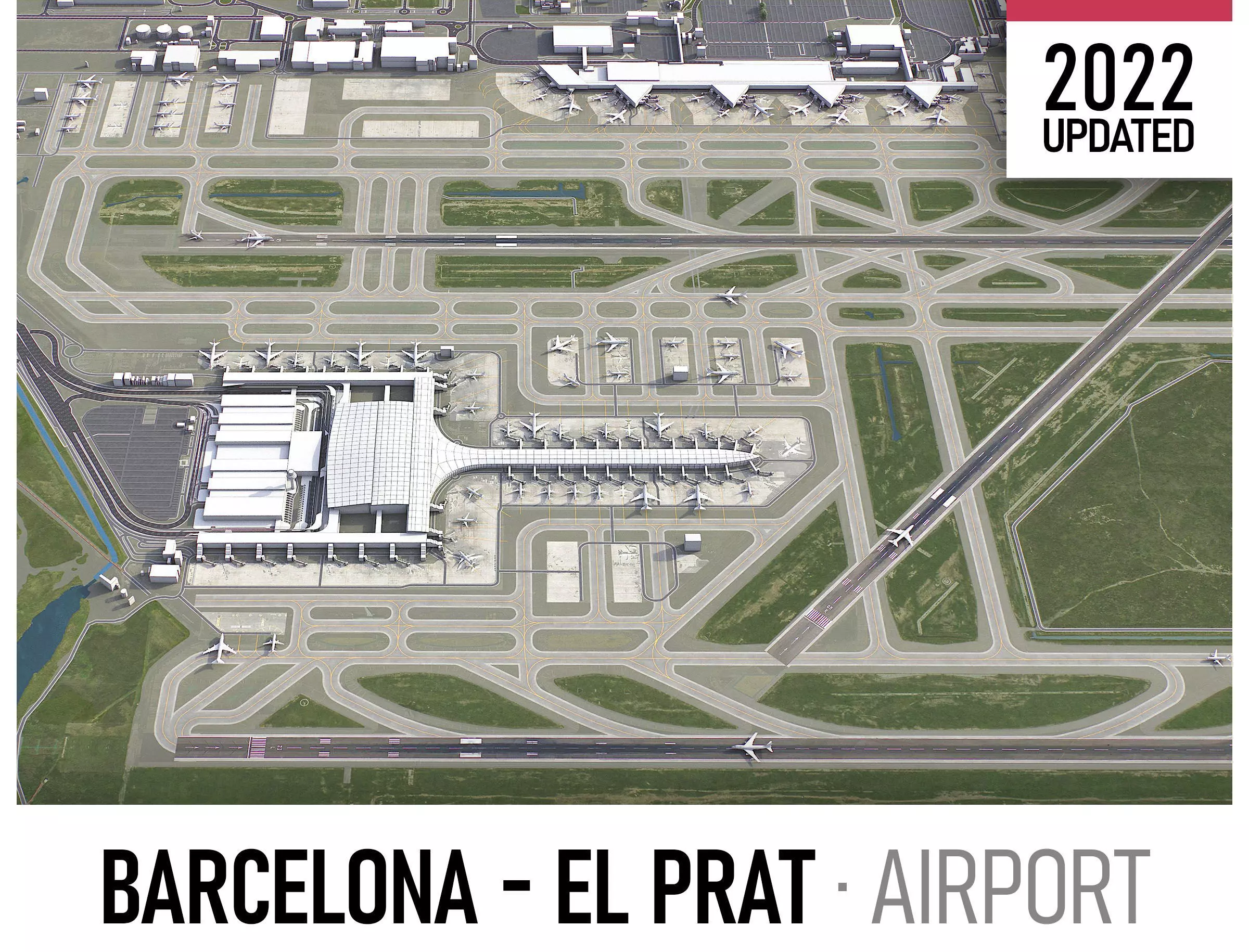 Barcelona Airport Low-poly 3D model