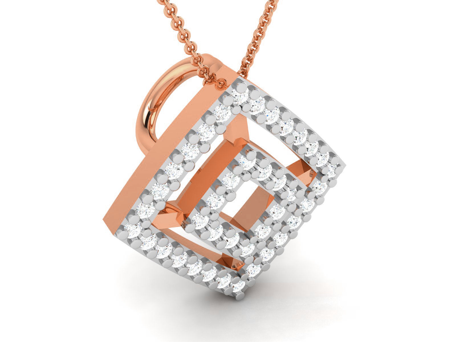 Square Light wt Diamond Charms Pendant 3dm render Detail 3D print model_1
