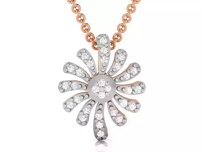 Flower Light wt Diamond Charms Pendant 3dm render Detail