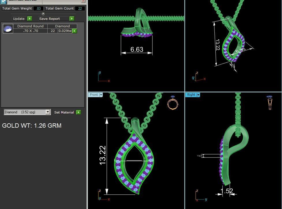 Light wt Diamond Charms Pendant 3dm render Detail 3D print model_3