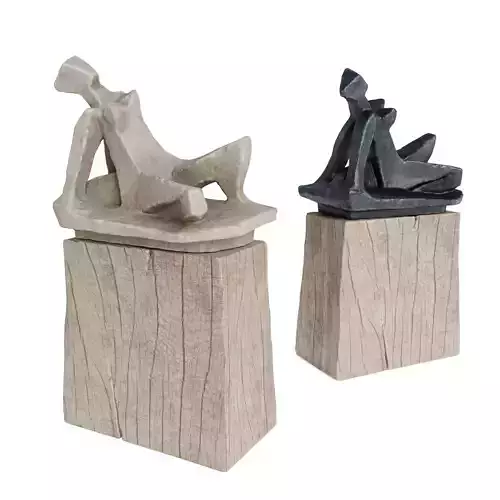 Cubist woman pose sculpture