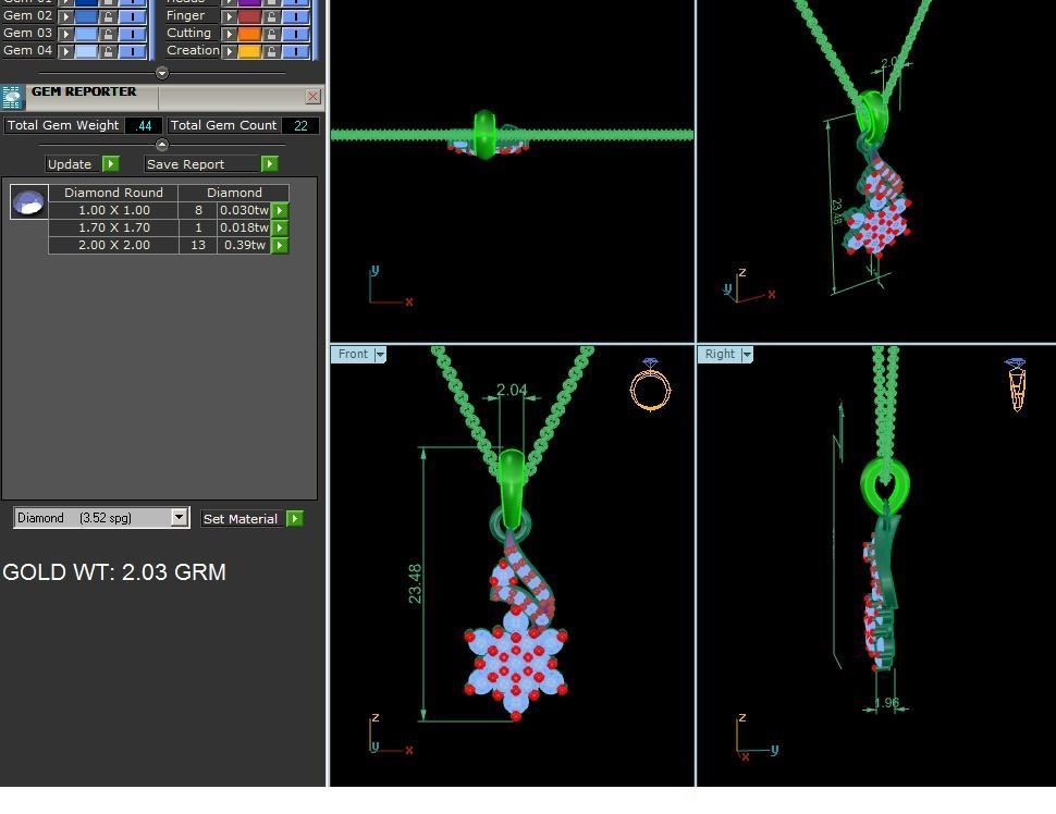 Light wt Diamond Charms Pendant 3dm render Detail 3D print model_4