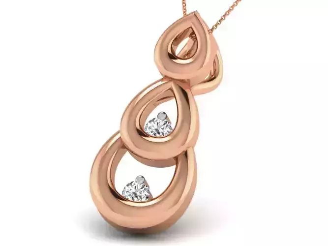 Tri Pear Light wt Diamond Charms Pendant 3dm render Detail 3D print model