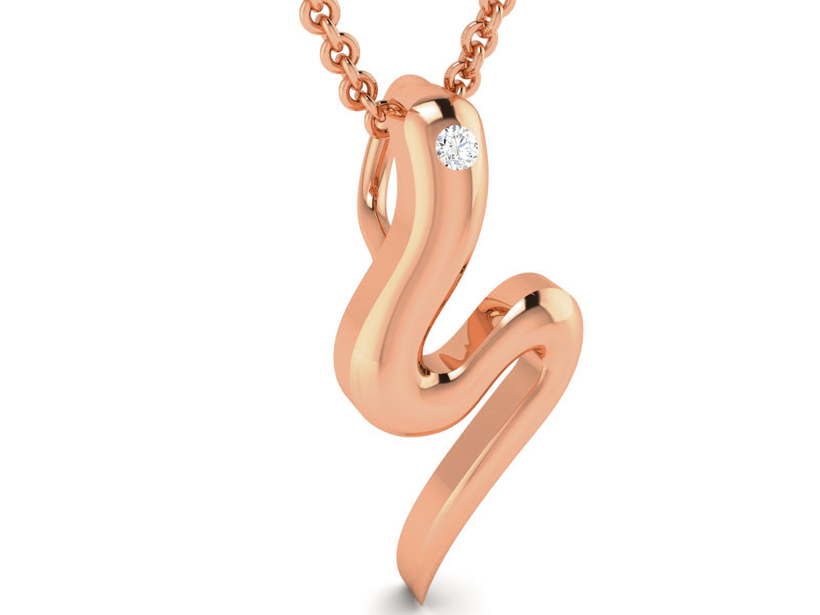 Snake Light wt Diamond Charms Pendant 3dm render Detail 3D print model_1