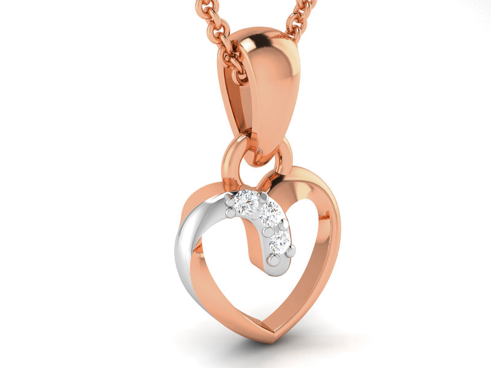 Heart Light wt Diamond Charms Pendant 3dm render Detail 3D print model_1
