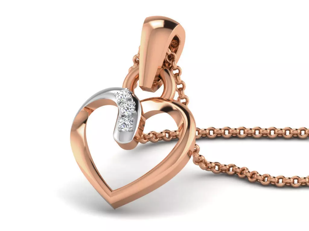 Heart Light wt Diamond Charms Pendant 3dm render Detail 3D print model_0