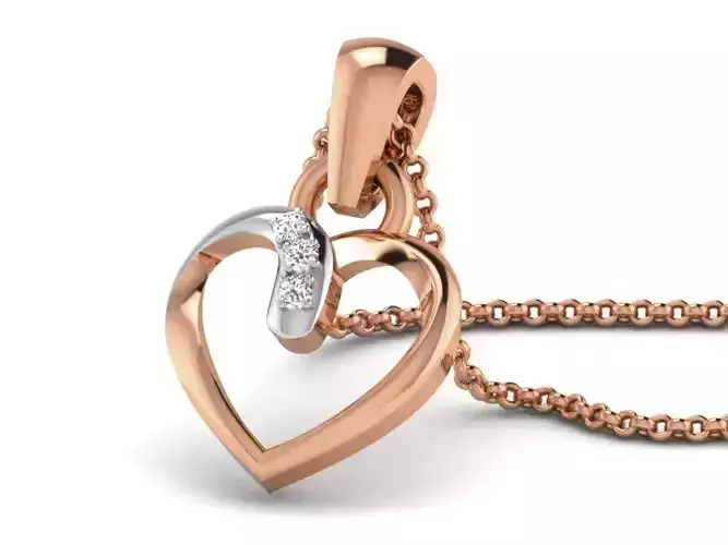 Heart Light wt Diamond Charms Pendant 3dm render Detail 3D print model