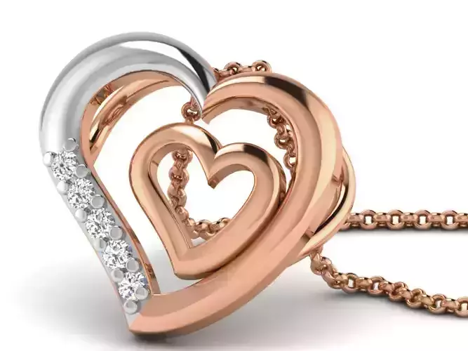 Heart Light wt Diamond Charms Pendant 3dm render Detail 3D print model