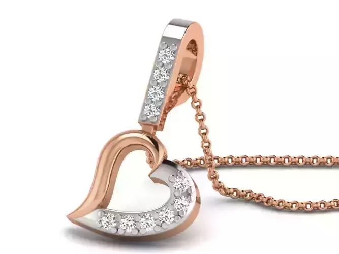 Heart Light wt Diamond Charms Pendant 3dm render Detail 3D print model