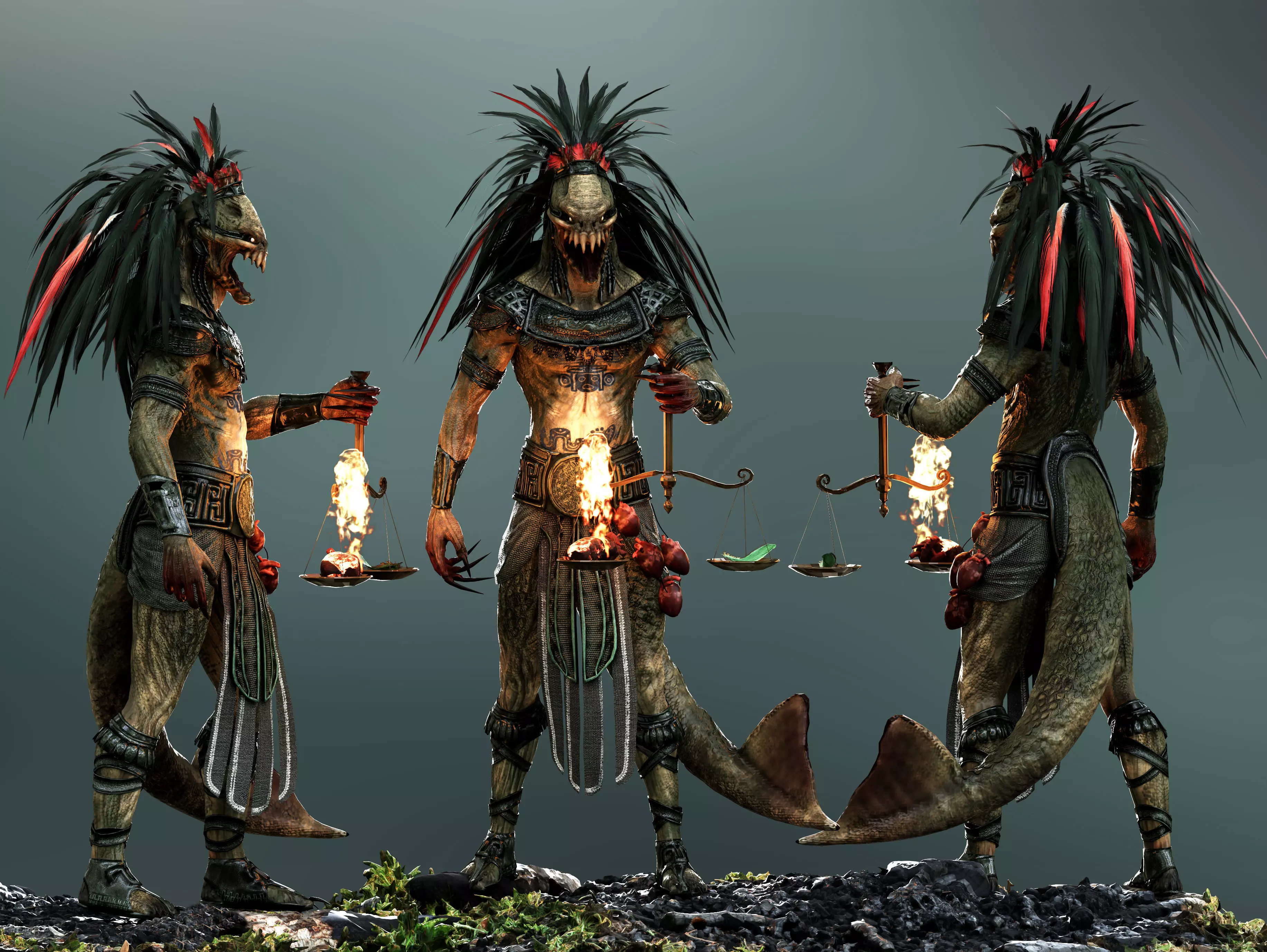Aztec God Quetzalcoatl Low-poly 3D model