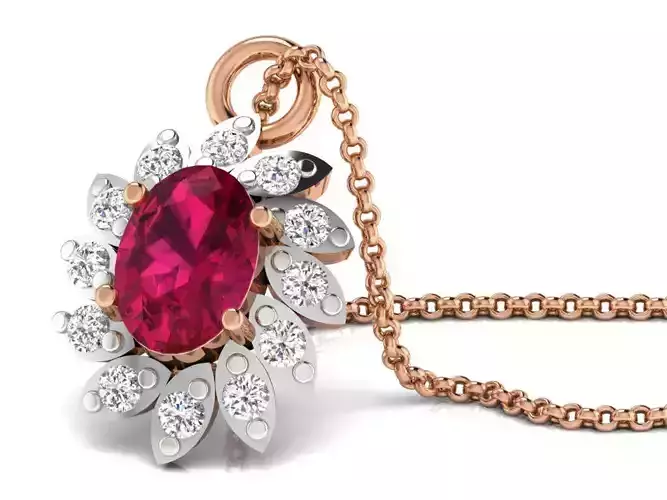 Ruby Light wt Diamond Charms Pendant 3dm render Detail 3D print model