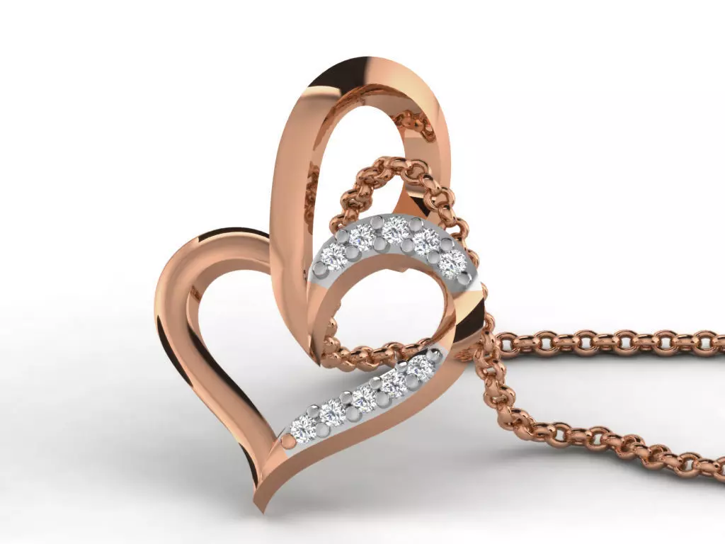 Heart Light wt Diamond Charms Pendant 3dm render Detail 3D print model_0